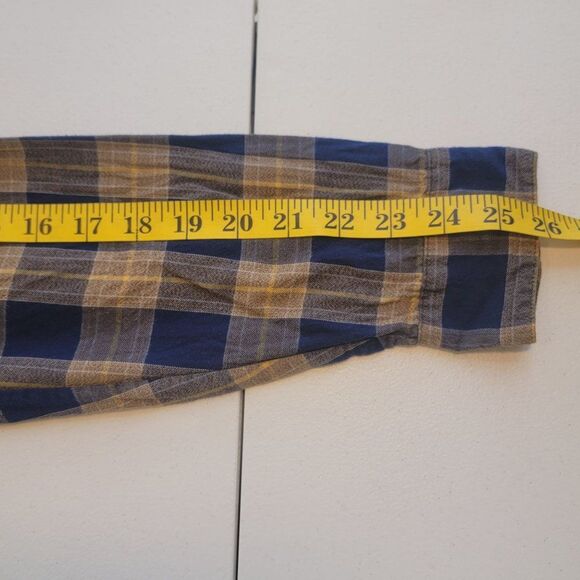Scotch and Soda Flannel Button Down Shirt Mens S Long Sleeve Blue Gold Plaid - Picture 12 of 14